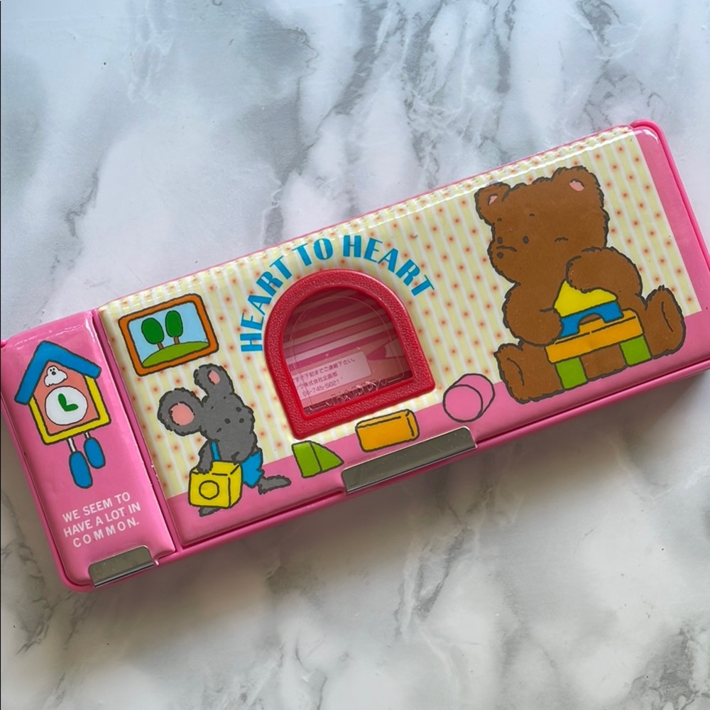 Vintage Japan - Teddy Bear and mouse RETRO SHOWA HEART TO HEART Pencil Case